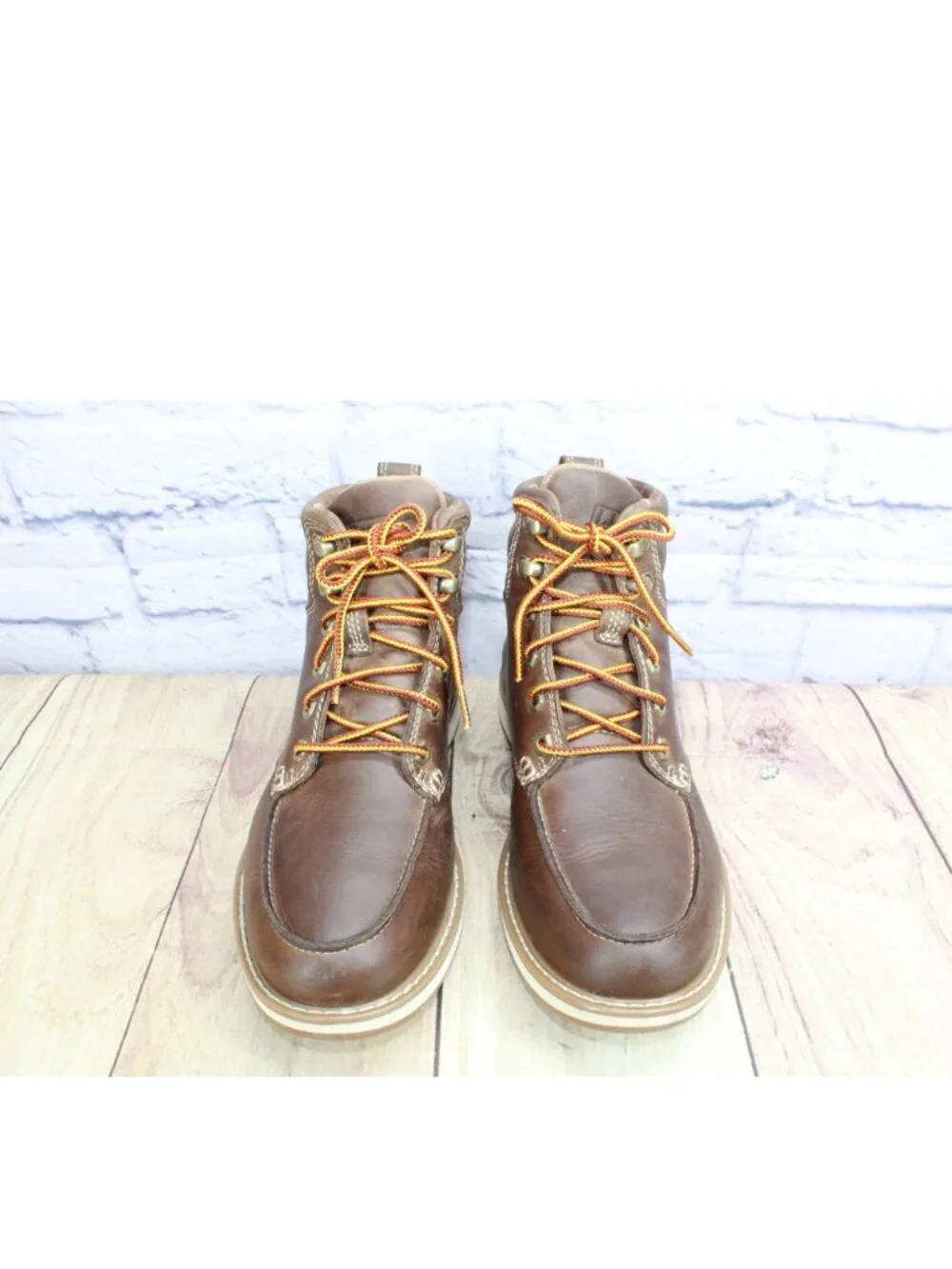 LL Bean Brown Leather Stonington Moc Toe Boots Women's 8 Men's 6.5